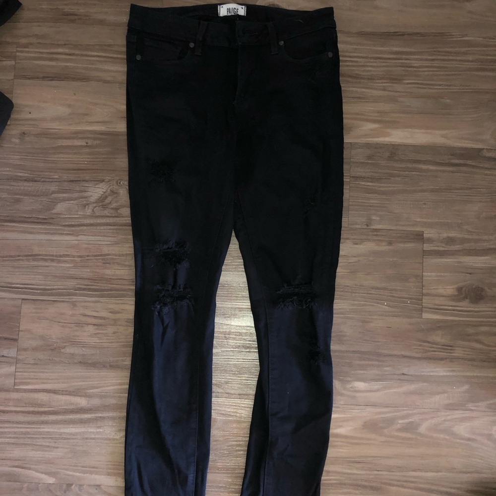 Paige black distressed jeans size 27